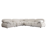 Paloma 5Pc Modular 111 Inch Corner Sectional In Light Cream Velvet