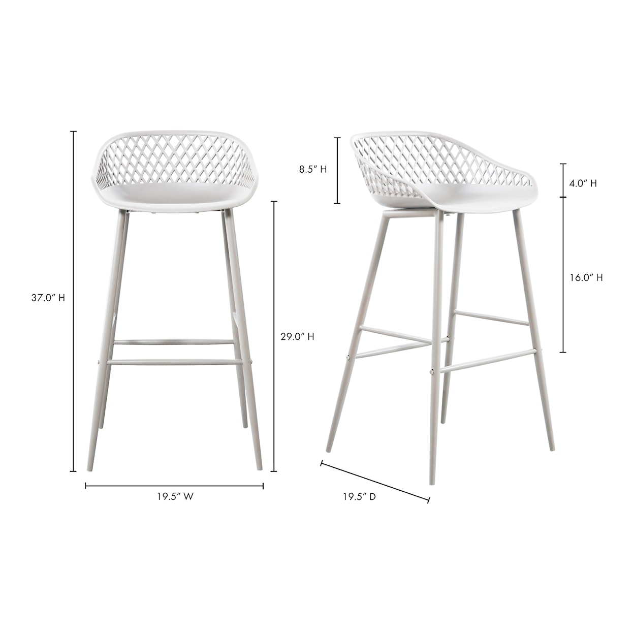 Moe's Home Collection Piazza Piazza Outdoor Barstool White-M2