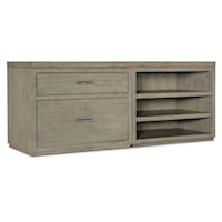 Casual Office Credenza with Lateral File and Open Cabinet