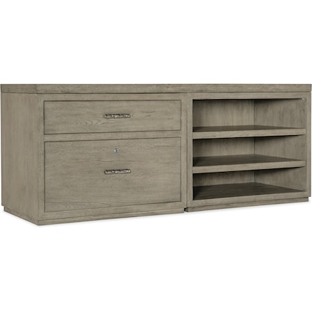 Casual Office Credenza with Lateral File and Open Cabinet