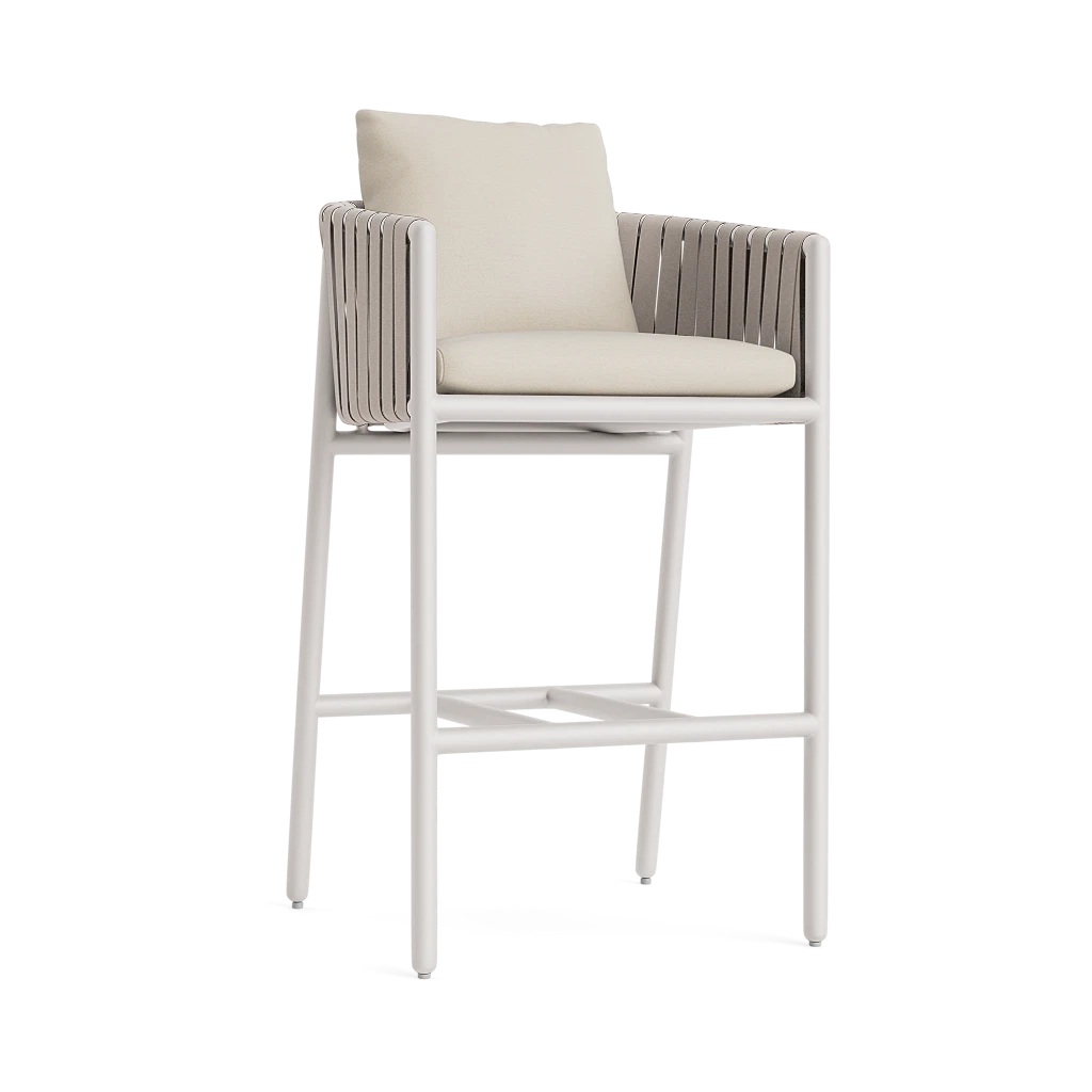 Oscar II Cushioned Barrel-Back Strap Barstool