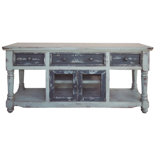 Relaxed Vintage 70" TV Stand with 4 Drawers and 2 Doors