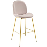 Gold Stainless Steel Leg Performance Velvet Bar Stool