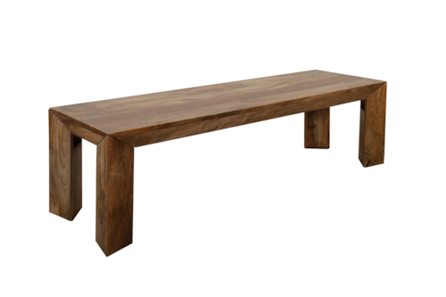 Contemporary Wooden Dining Bench with Canted Legs