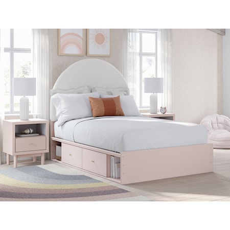 Full Upholstered Panel Bed With Storage