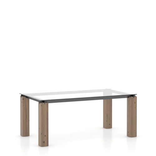 Industrial Customizable Rectangular Dining Table with Glass Top