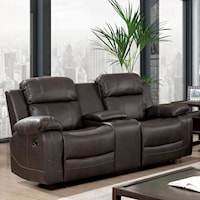 Transitional Reclining Loveseat with Cupholders