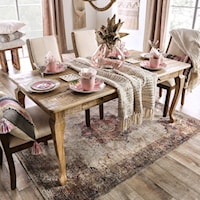 Rustic Solid Wood Dining Table with 4 Drawers