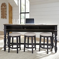 Modern Farmhouse Console Table and 3 Stools Set
