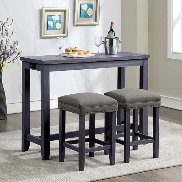 3 Pc. Counter Ht. Table Set, Blue