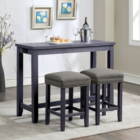 3 Pc. Counter Ht. Table Set, Blue