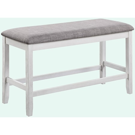 Relaxed Vintage Counter Height Bench with Upholstered Seat