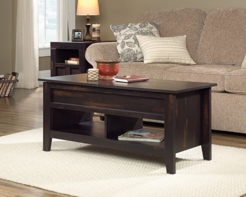 Farmhouse Lift-Top Coffee Table with Lower Storage Shelf