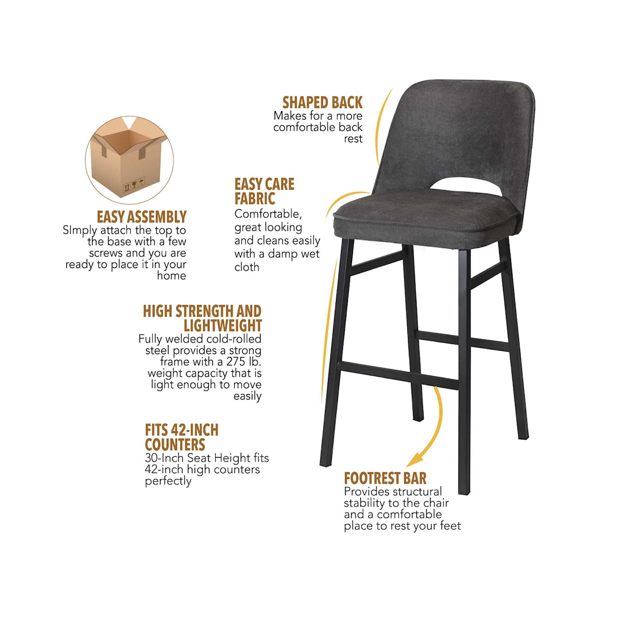 Steve Silver Sally SALLY GREY BAR STOOL |