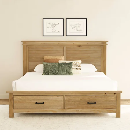 Transitional Queen Storage Bed with 2-Drawers