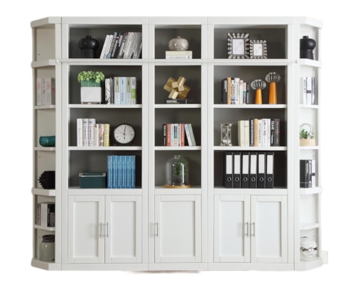 Cottage 5-Piece Library Wall with Adjustable Shelving