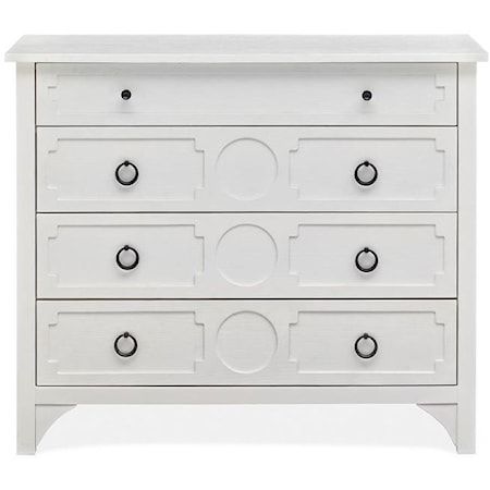 Transitional 4-Drawer Accent Chest with Decorative Drawer Fronts