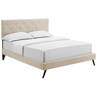 Queen Fabric Platform Bed with Round Splayed Legs