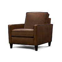 Transitional Leather Arm Chair with Track Arms