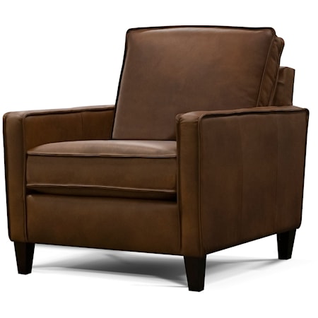 Transitional Leather Arm Chair with Track Arms