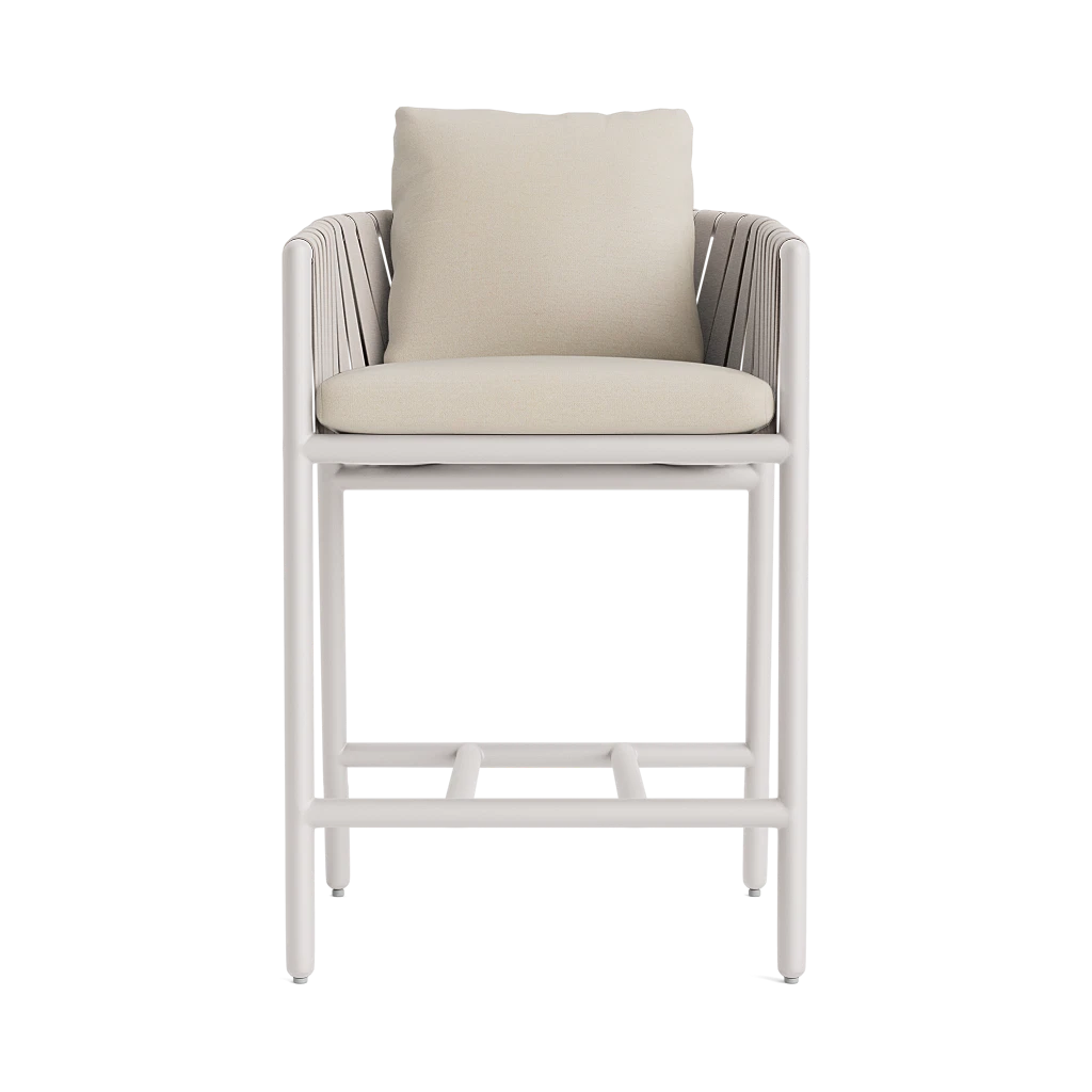 Brown Jordan Oscar Cushioned Barrel-Back Strap Counter Stool