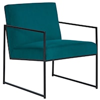 Metal Frame Accent Chair with Rainforest Velvet Fabric