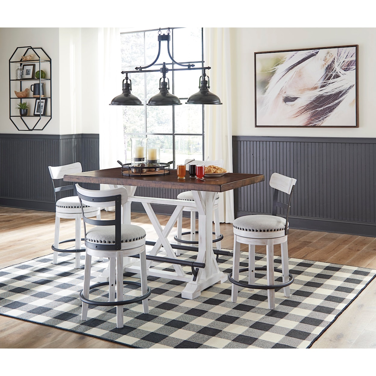 Signature Design Valebeck Counter Height Dining Table and 2 Barstools