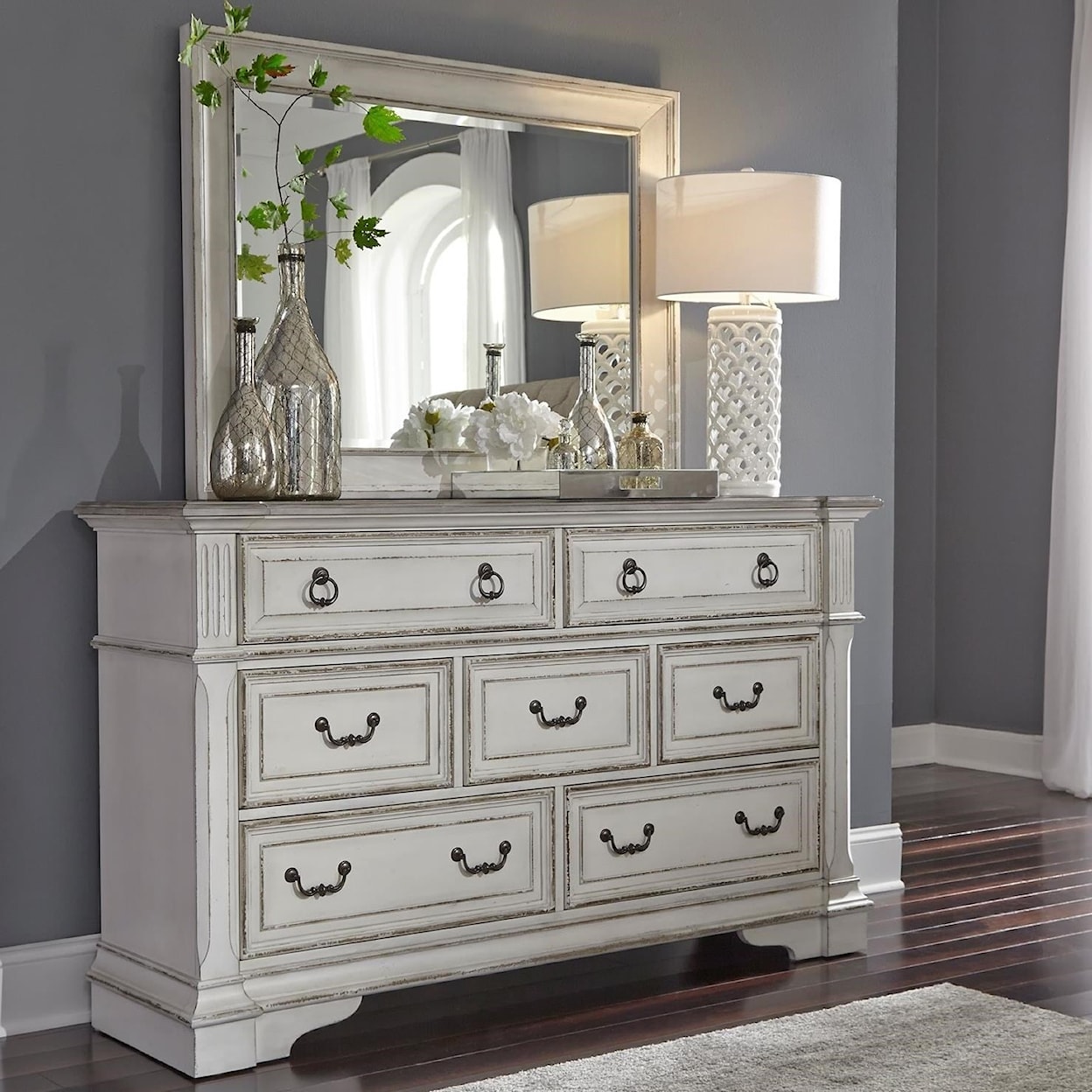 Libby Abbey Park 7-Drawer Dresser and Landscape Mirror