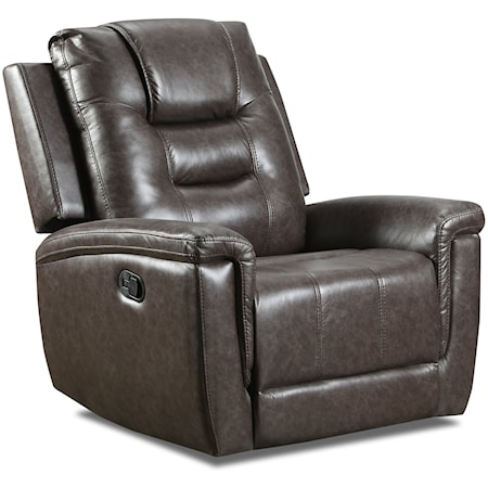 Contemporary Rocker Recliner with Pillow Arms