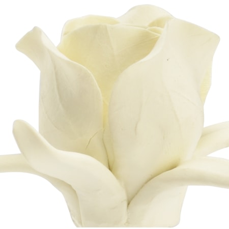 Small Rose On Stand - Cream