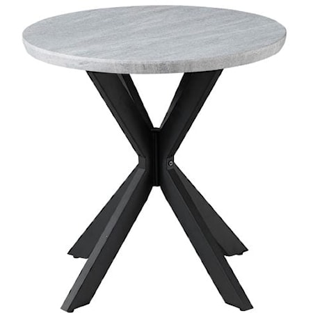 Contemporary Faux-Marble Round End Table