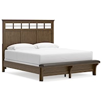 California King Panel Bed with Upholstered Bench Footboard