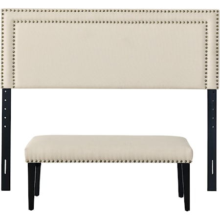Queen Upholstered Headboard and Bench