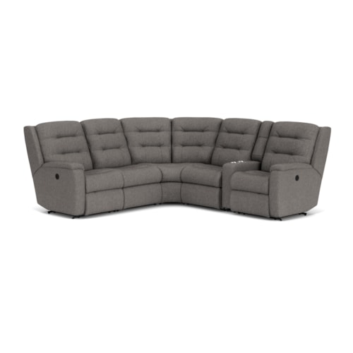 Contemporary 6-Piece Reclining Sectional with Cupholders