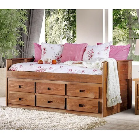Twin Size Youth Bedroom Solid Pine Captain's Bed with 6 Drawers
