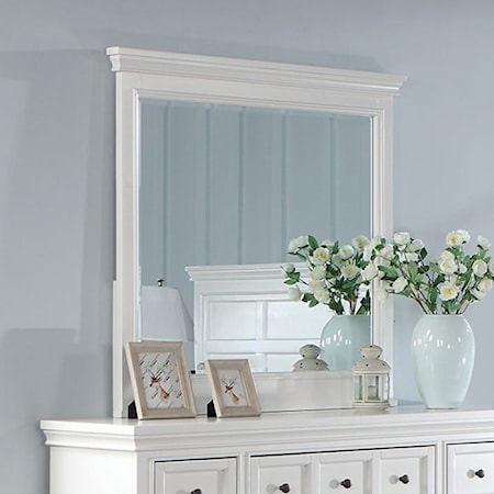 White Mirror with Crown Molding