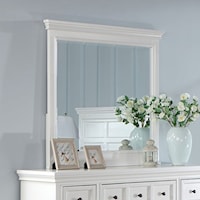 Transitional White Mirror with Crown Molding