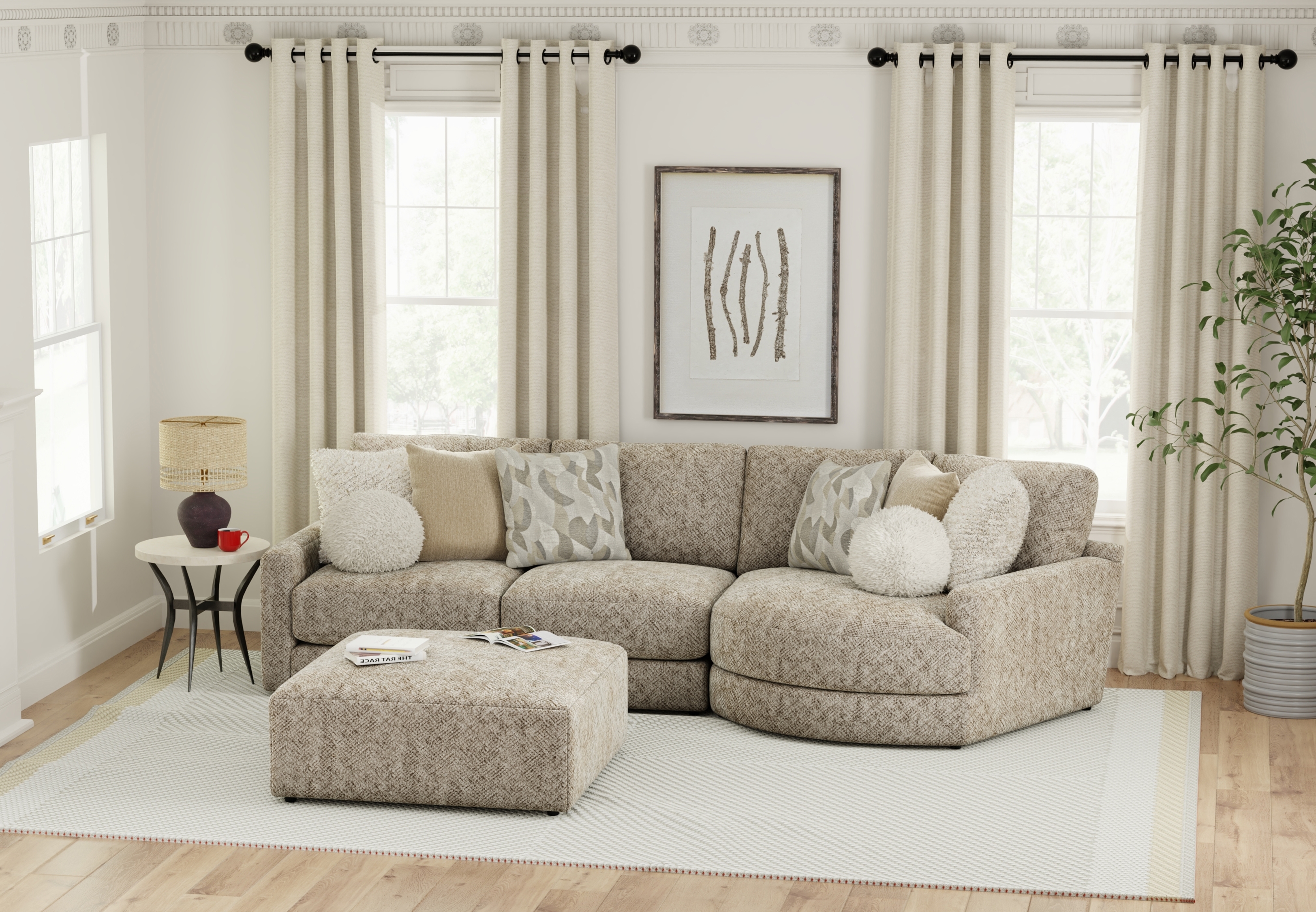 Jackson Furniture Turner 3-Piece Sectional Sofa with Cocktail Ottoman