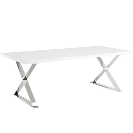 Sector Contemporary Dining Table - White/Silver