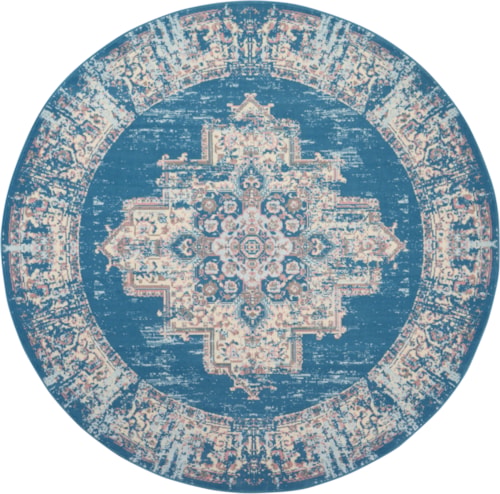 8'  Blue Round Rug