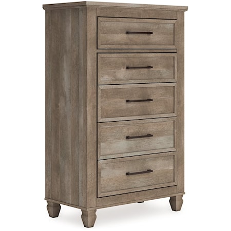 Rustic Farmhouse 5-Drawer Bedroom Chest