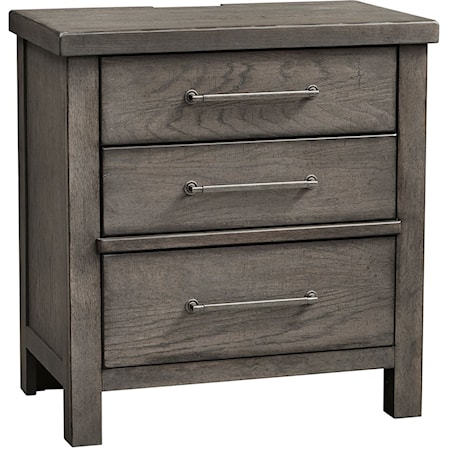 Contemporary 3-Drawer Nightstand with Charging Station