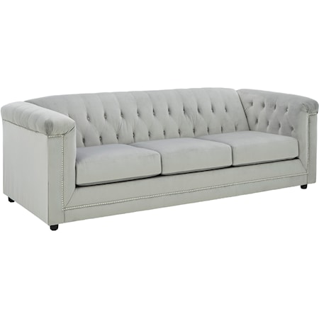 Chesterfield Sofa in Gray Velvet