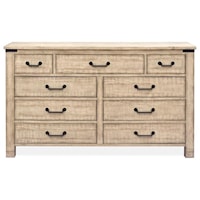 Farmhouse Dresser with Felt-Lined Top Drawers