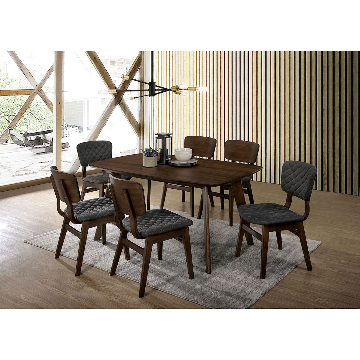 Furniture of America Shayna 7 Piece Dining Table Set