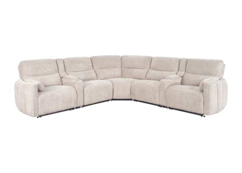 Transitional Power Reclining Sectional Sofa with Power Headrests