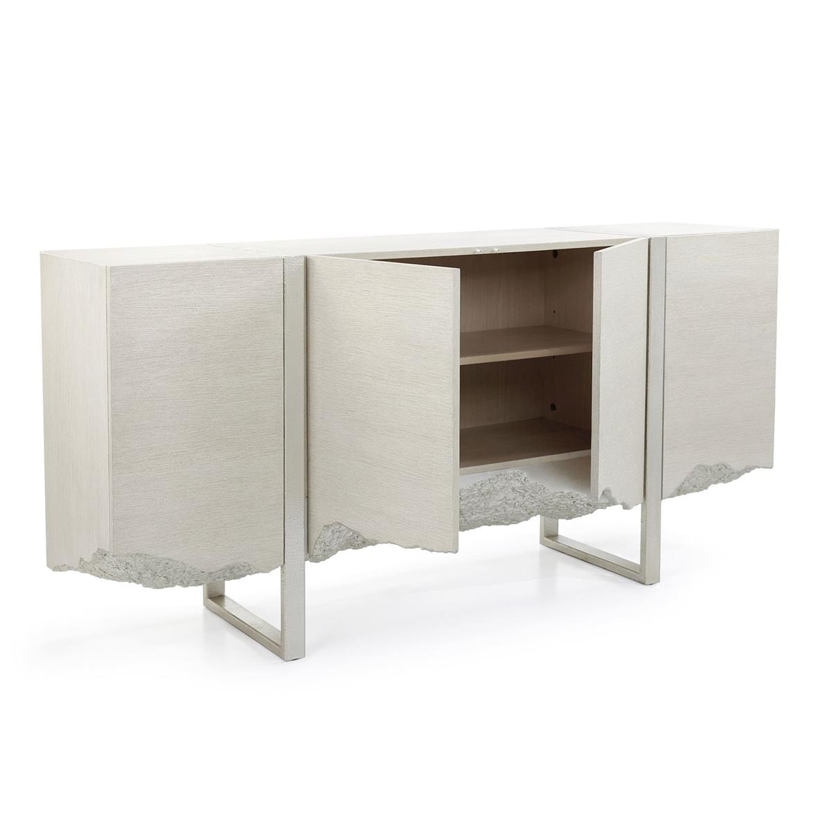 U-Leg 4-Door Credenza w/Dimensional Motif