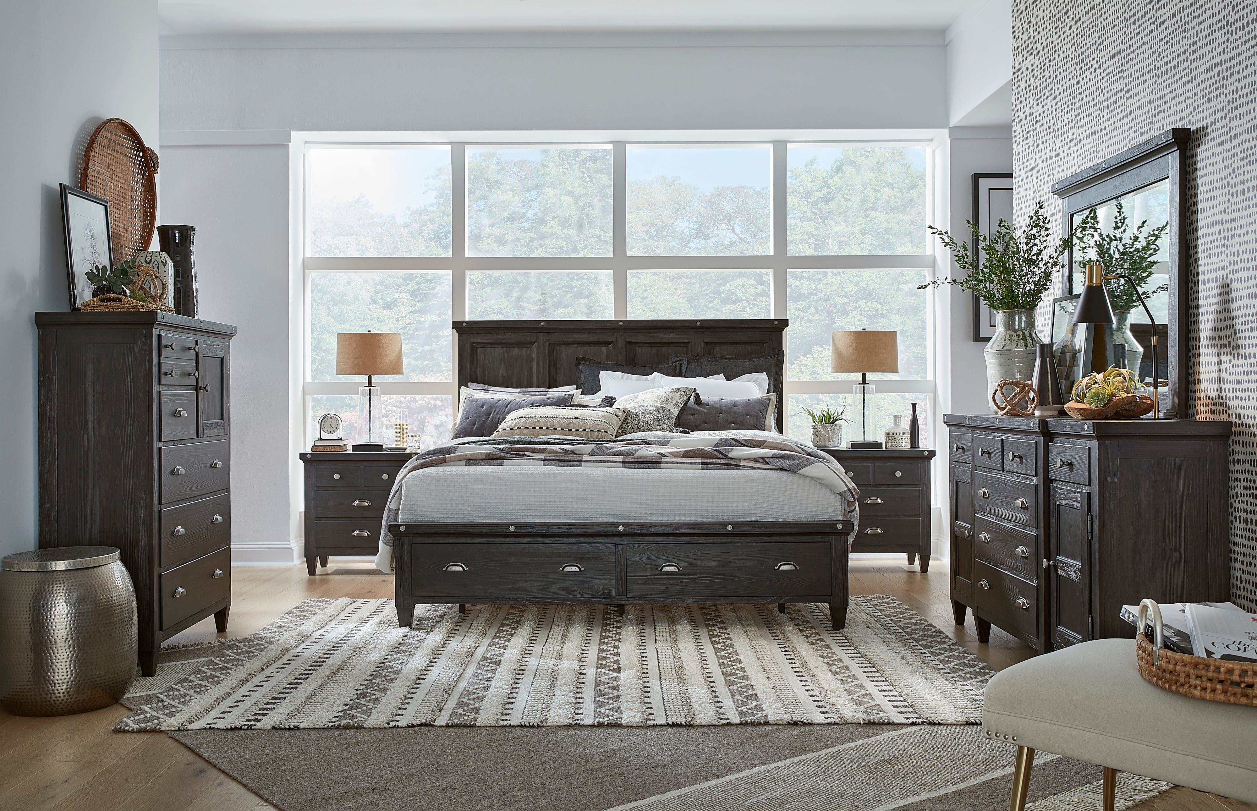 Magnussen Home Sierra Bedroom B566554A Modern Farmhouse Queen Panel