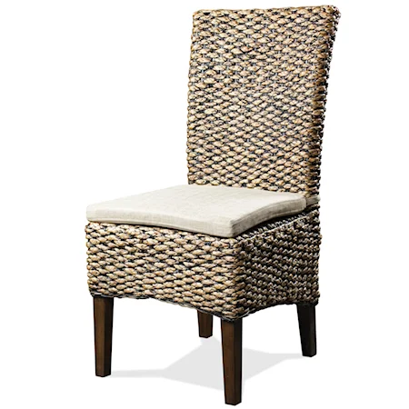 Transitional Woven Side Chair with Upholstered Seat Cushion