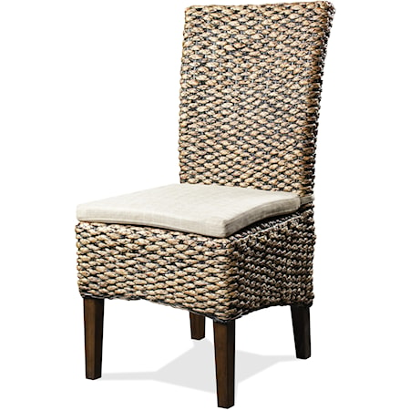 Transitional Woven Side Chair with Upholstered Seat Cushion